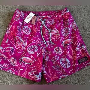 Vineyard Vines Pink Swim Trunks with Sea Life Design NEVER WORN